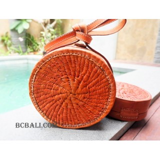 circle full leather sling bags large size handmade